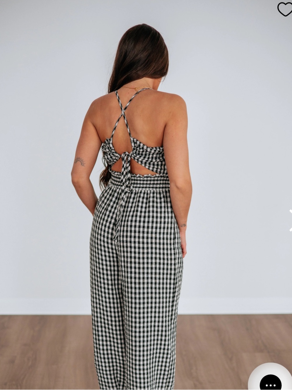 Gingham SWide-Leg Jumpsuit - Black & White - Picture 2 of 15